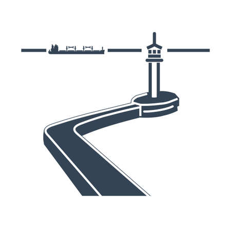 Vector black icon lighthouse, beacon, shipのイラスト素材