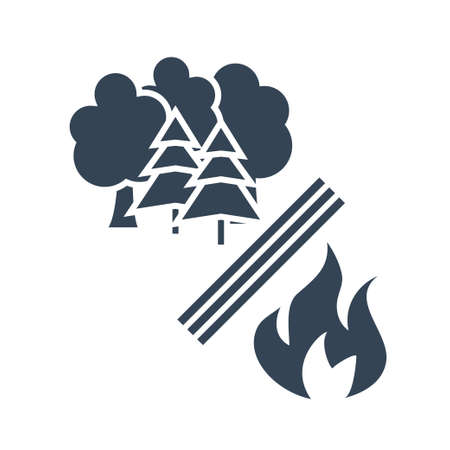Vector black icon forestry and silviculture, forest fire protectionのイラスト素材