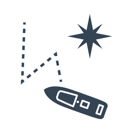 Vector black icon sea navigation, ship heading, directionのイラスト素材