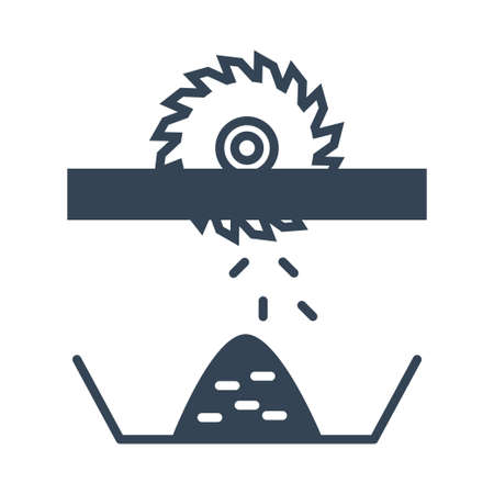 Vector black icon manufacture of wood processing, circular sawing machineのイラスト素材