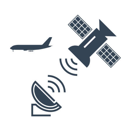 Vector black icon airplane radar, antenna, satellite dishのイラスト素材