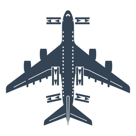 Vector black icon evacuation from an aircraft in an emergency, inflatable slideのイラスト素材