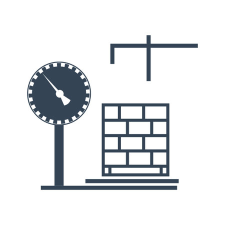 Vector black icon warehouse, freight terminal, weighing pallet on scalesのイラスト素材