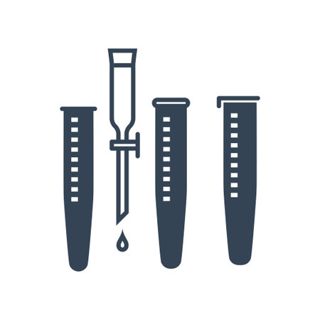 Vector black icon chemical laboratory equipment, beverages and food, medical industry, test tube, dropperのイラスト素材