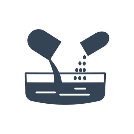 Vector black icon beverages and food industry, pouring and mixing ingredients for cookingのイラスト素材