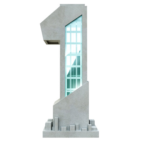 Number one in the form of urban buildings