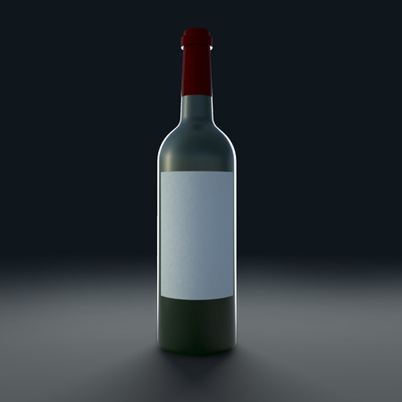 Bottle of wine isolate on black backgroundの写真素材