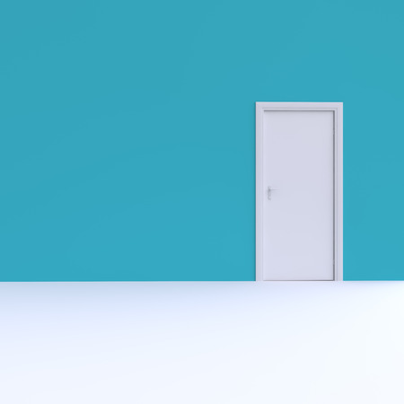 Door in colored wall. 3d illustration.の写真素材