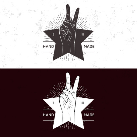 Badge, symbol or icon with hand. のイラスト素材