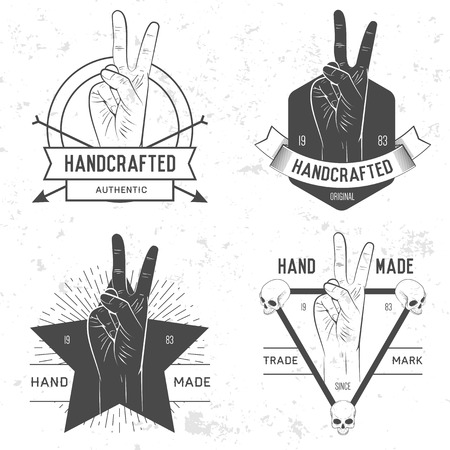 Badge, symbol or icon with hand.のイラスト素材