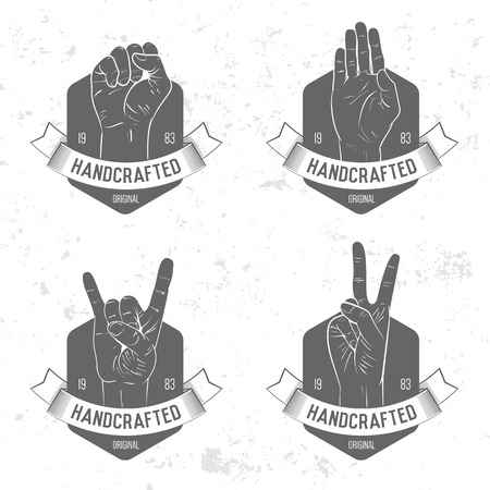 Badge, symbol or icon with hand. のイラスト素材