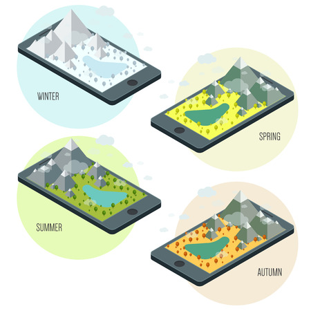 Technology concept with a mobile device and natureのイラスト素材
