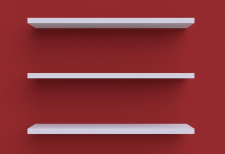 Three shelves on the wall. 3d illustration.の写真素材