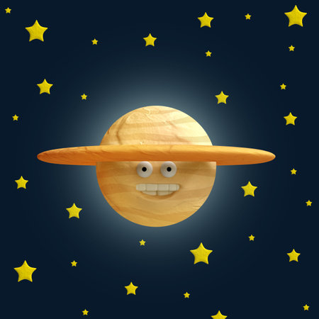 Cartoon funny planet plasticine or clay.