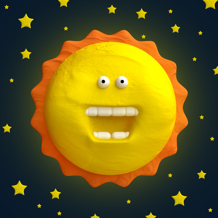 Cartoon funny planet plasticine or clay.の写真素材