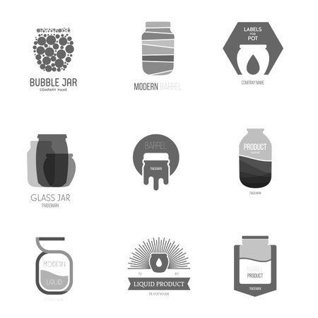 Vector Illustration, graphic elements editable for design with barrel, pot or jar.のイラスト素材