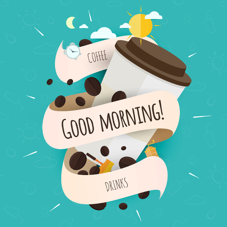 Design Ideas for packaging, labels, covers, badges, or other items for advertising, business or corporate identity. Coffee.のイラスト素材