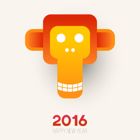 Cartoon red monkey head. The symbol of  new year.のイラスト素材