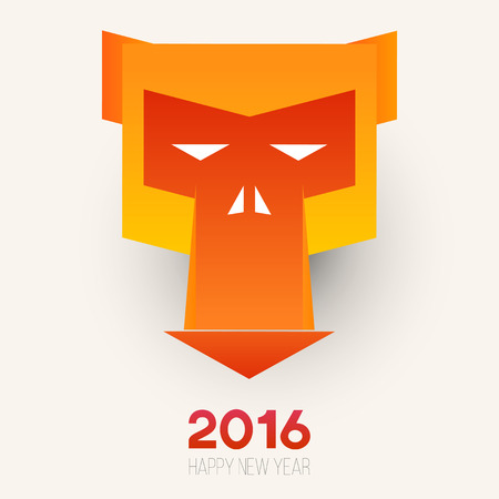 Cartoon red monkey head. The symbol of  new year.のイラスト素材