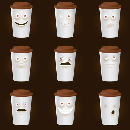Coffee Cups Characters - Cute set of 8 coffee cups characters. Eps10のイラスト素材