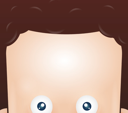Funny cartoon face of man. With the eyes, forehead and hair.のイラスト素材