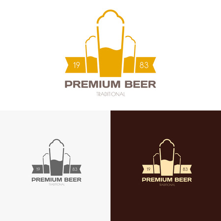 Logo inspiration for shops, companies, advertising or other business. Vector Illustration, graphic elements editable for design with beer.のイラスト素材