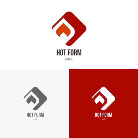 Template logo inspiration for shops, companies, advertising or other business. Vector Illustration, graphic elements editable for design with fire or flame.のイラスト素材