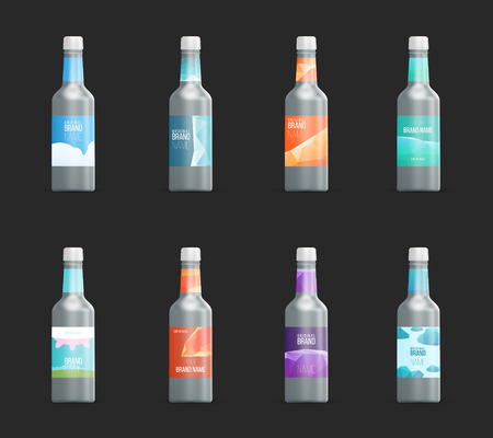 Set of template blank label for glass, plastic or paper bottle with new design. Graphics elements.のイラスト素材
