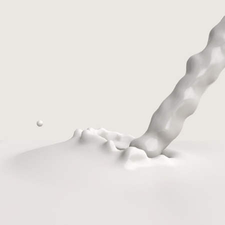 Illustration of liquid pouring with splashes against color background. 3d illustration.の写真素材