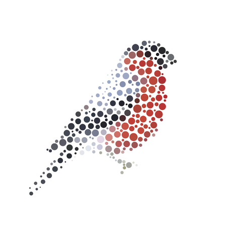 Bird silhouette consisting of  circle. illustrations made in the technique of small dots, circles with spray.のイラスト素材