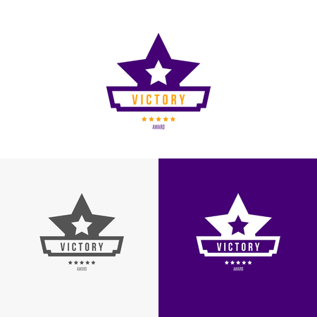 label, symbol or icon inspiration for shops, companies, advertising or other business. Vector Illustration, graphic elements editable for design with award and trophy.のイラスト素材