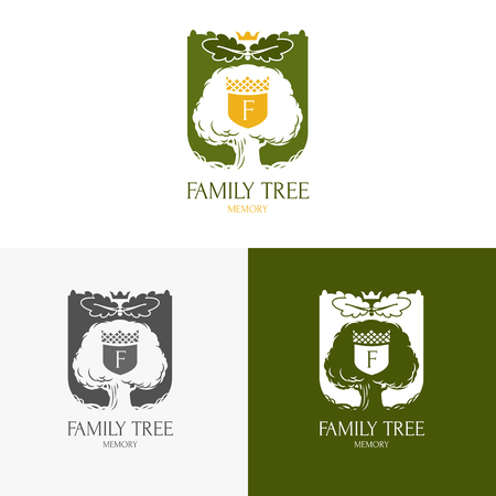 Oak Tree Logo Silhouette isolated. Vector illustrationのイラスト素材