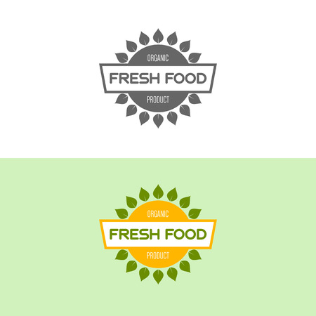 Logo inspiration for shops, companies, advertising or other business. Vector Illustration, graphic elements editable for design with fresh, nature, organic products.のイラスト素材