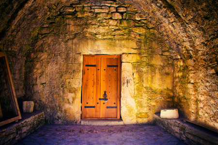 The door in ancient temple in Ananuri in Georgia countryのeditorial素材