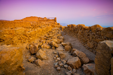 Ruins of King Herod palace in Masada, Judaean Desert, Israelの写真素材