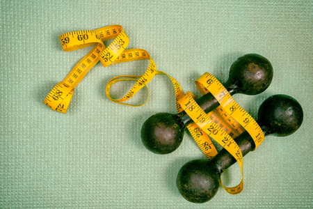 Retro iron grunge dumbbellsの写真素材