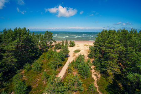 Cape Kolka, Latvia. View of the Baltic Sea from the observation towerの写真素材