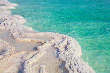 Texture of Dead sea. Salt sea shoreの写真素材