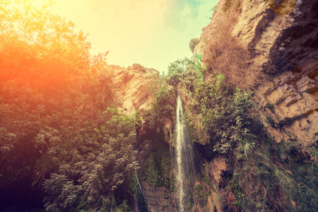 David's waterfall in Ein Gedi Nature Reserveの写真素材