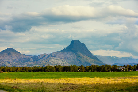 Mountain landscape with cloudy sky, Norwayの写真素材