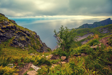 Top view. View from mountain at sea.
