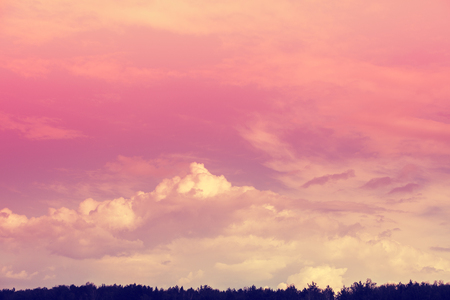 Evening cloudy sky at sunset. Natural sky backgroundの写真素材