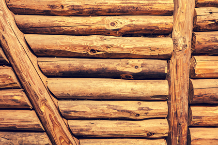 Wood Log Wall Backgroundの写真素材