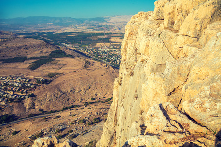 View from Arbel cliff. Galilee, Israelの写真素材