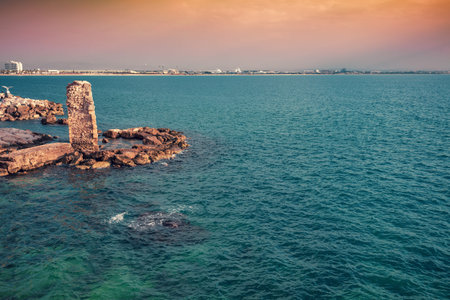 Remains of the Pisan Harbour in old city Akko. Israel