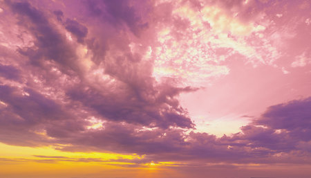 Colorful cloudy sky at sunset. Gradient color. Sky texture, abstract nature background