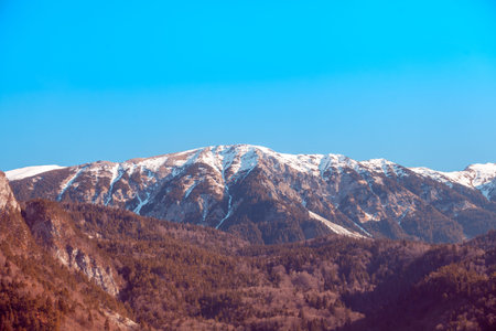 The snowy top of the mountain. Triglav National Park (Triglavski Narodni Park), Slovenia, Europe