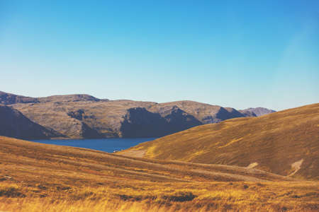 Barents sea on a sunny day. Rocky sea coast. Beautiful landscape, wilderness. North Cape. Nordkapp, Norwayの写真素材