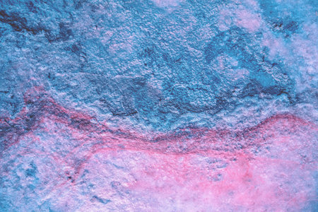 Abstract texture of the Dead sea salty shore. Salt crystals nature background in blue-purple colorの写真素材
