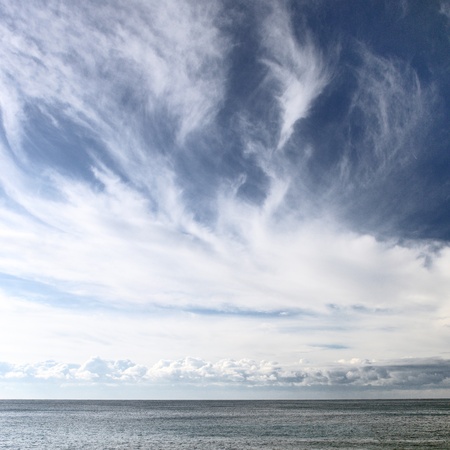 horizon sea and clouds in the skyの写真素材